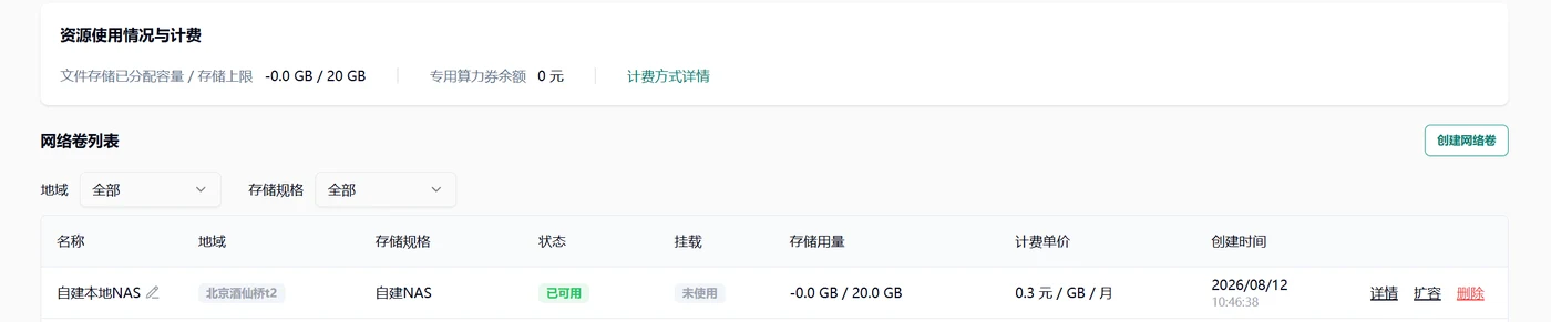 2.1 创建网络卷示意图
