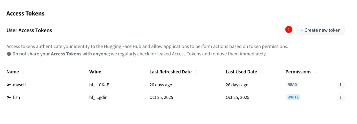 3. 获取并配置 Hugging Face Token（重要）示意图