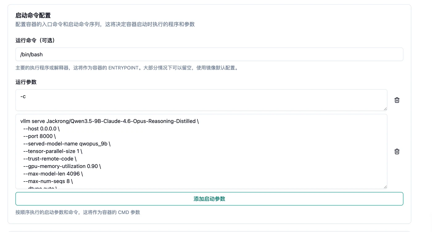 启动命令示意图
